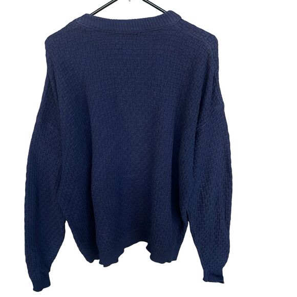 Vintage Old Glory Sweater Mens Extra Large Blue Textured Grandpa Cotton Preppy - Picture 2 of 8